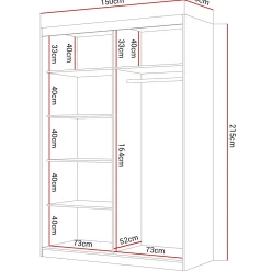 Szafa przesuwna CAMARO II PLUS z lustrem 150 cm biały mat