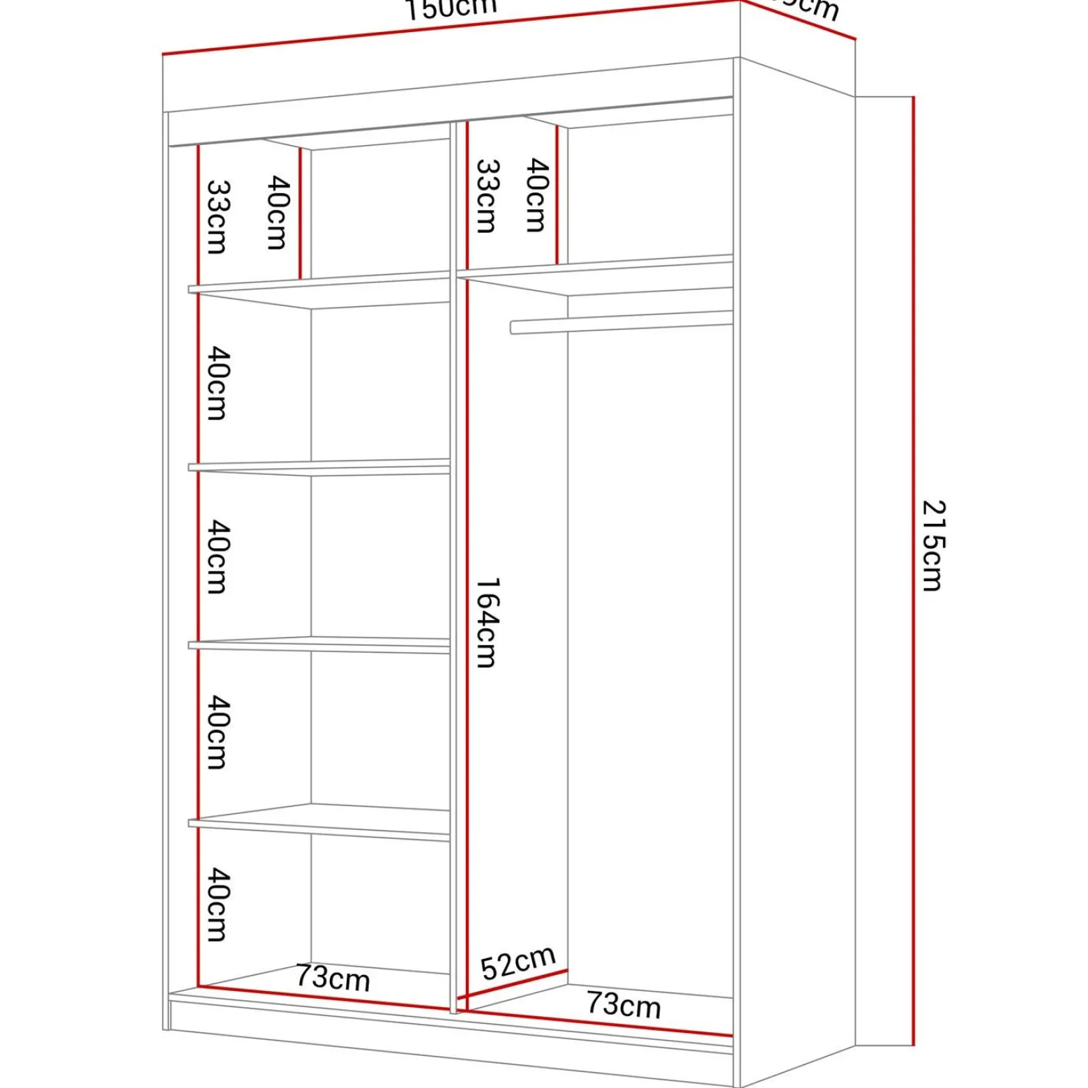 Szafa przesuwna CAMARO II PLUS z lustrem 150 cm biały mat