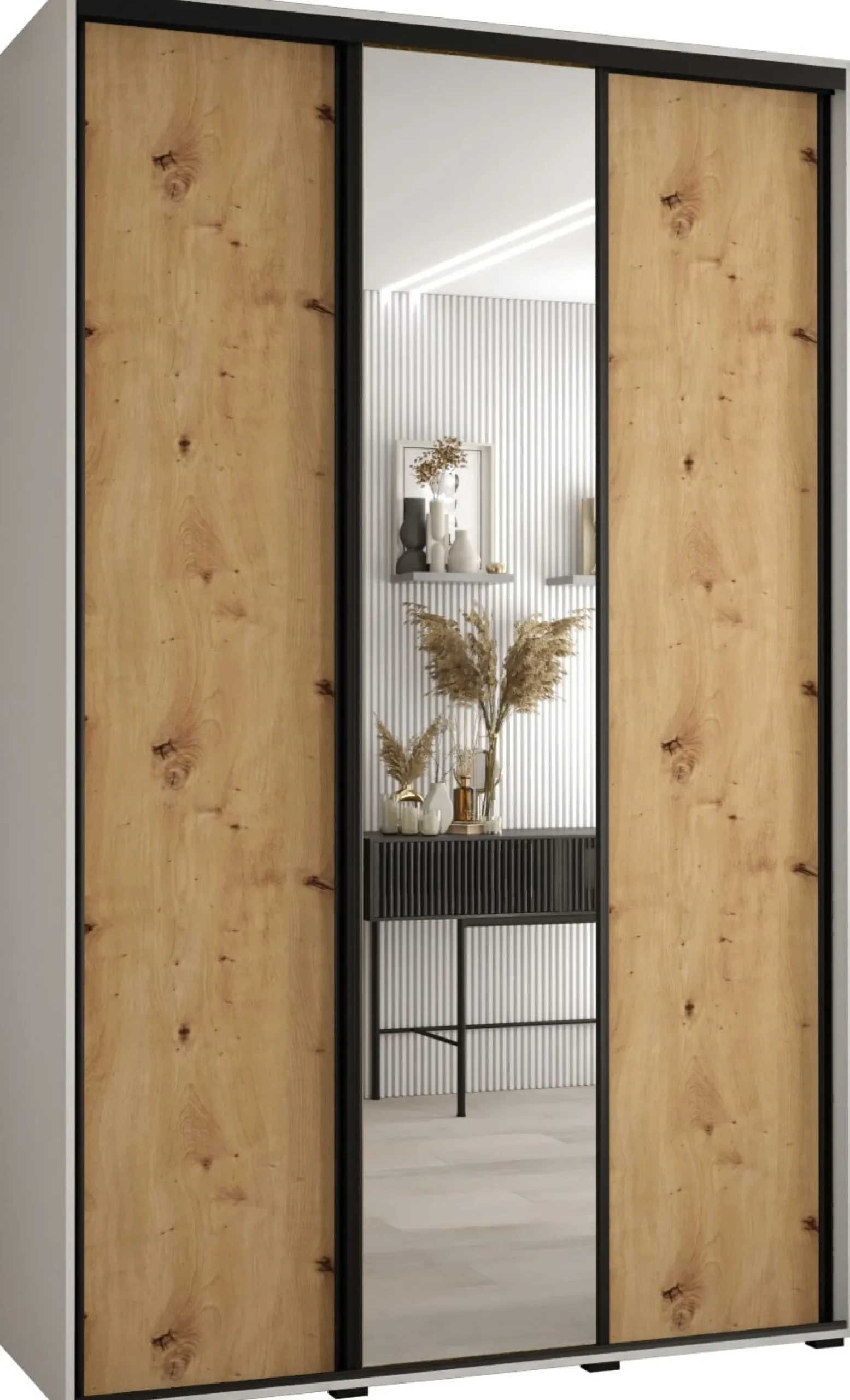 Szafa przesuwna 45 Cannes 3 150 biały+artisan+czarny