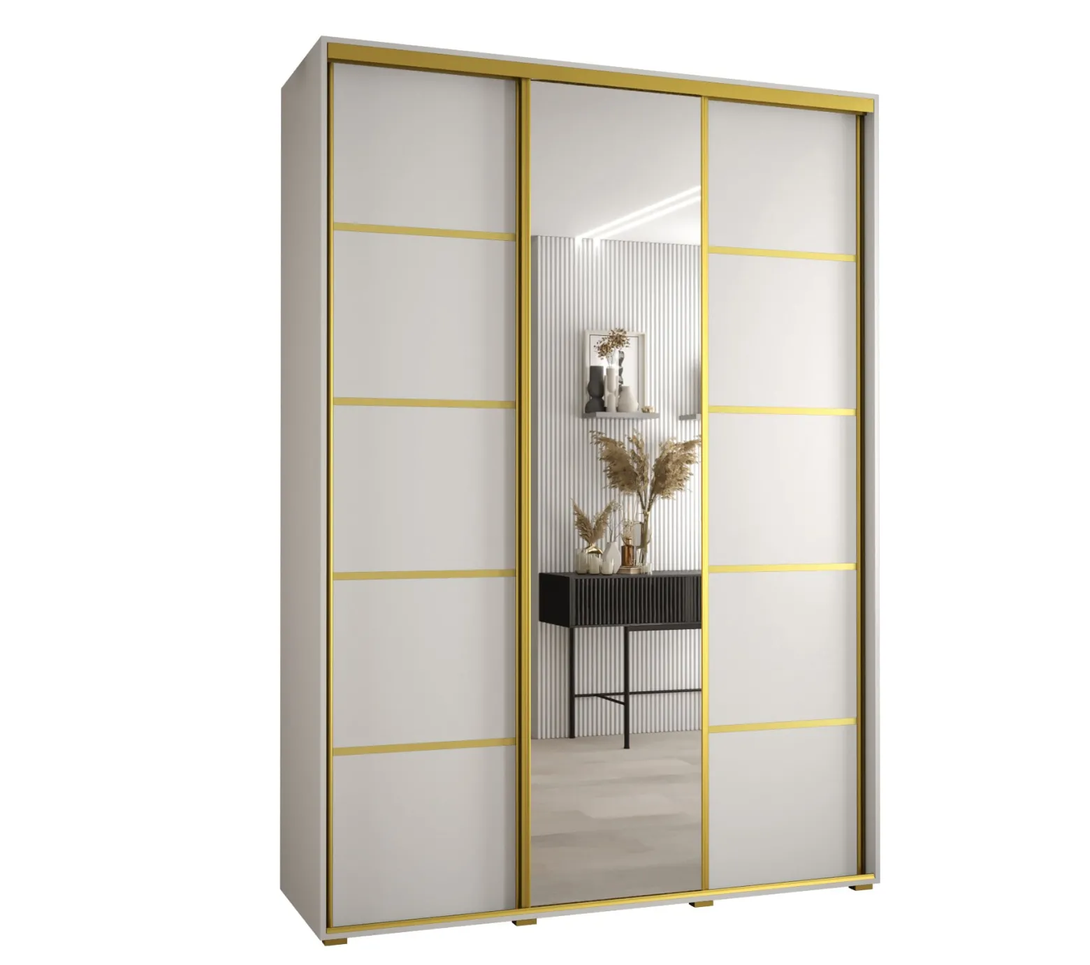 Szafa przesuwna 60 Cannes 5 170 biały+biały+złoty