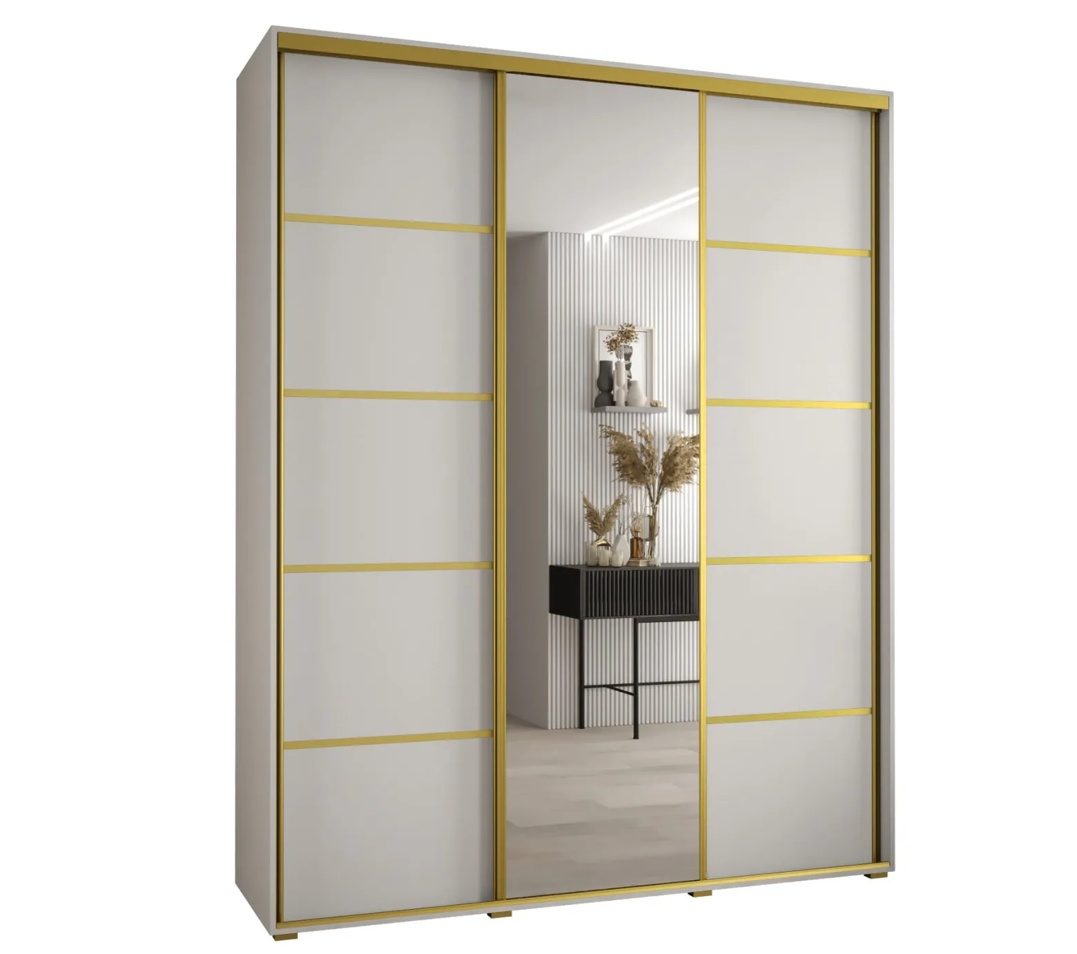 Szafa przesuwna 60 Cannes 5 190 biały+biały+złoty