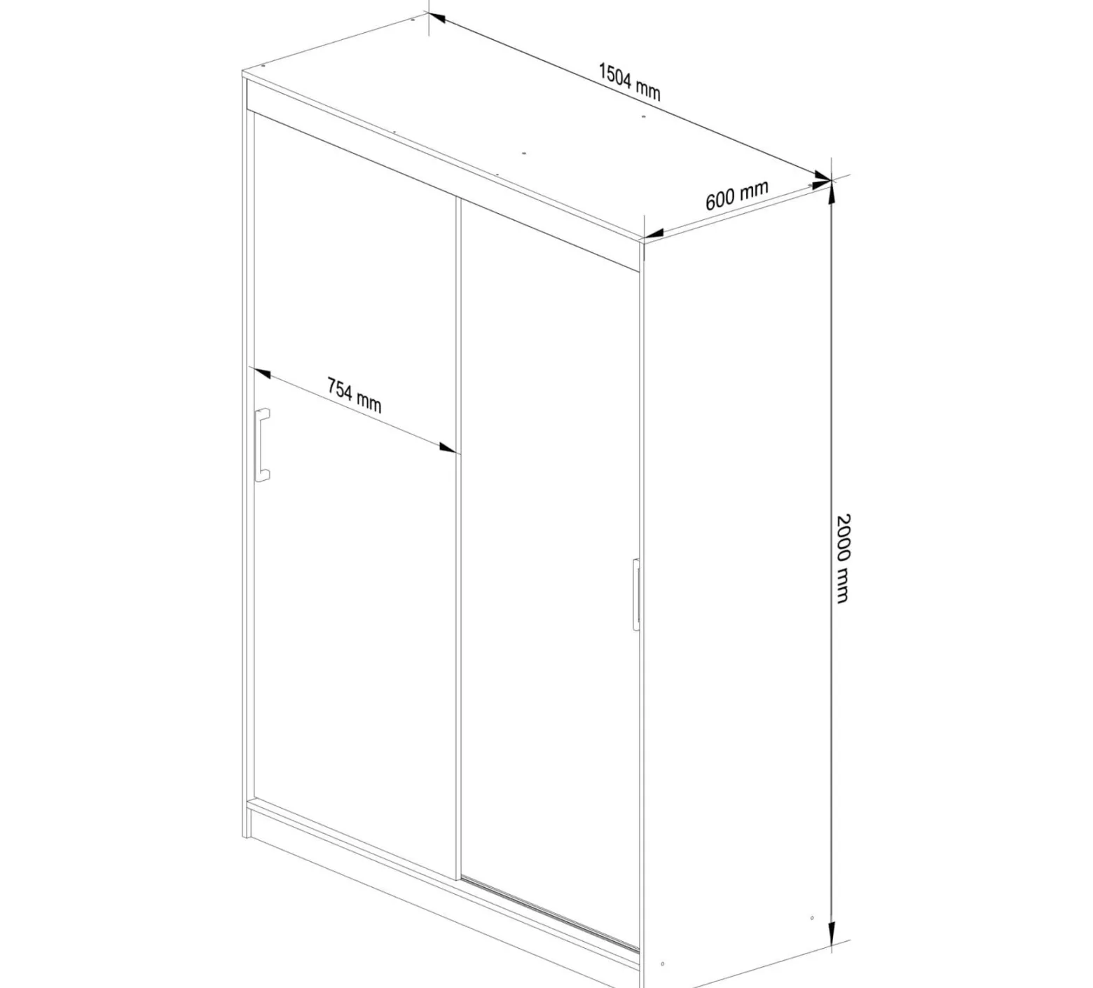 Szafa Przesuwna 150 Cm Clp Mono Dąb Sonoma