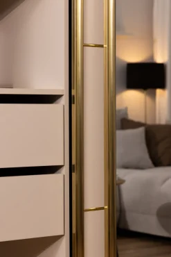 Szafa przesuwna 250 cm GOLD NEW MAX wysoka biała szafa do sypialni