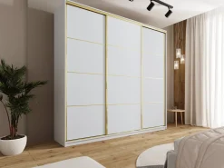 Szafa przesuwna 250 cm GOLD NEW MAX wysoka biała szafa do sypialni