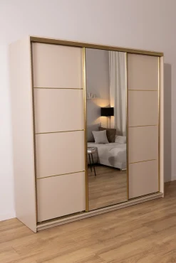Szafa przesuwna 250 cm GOLD NEW MAX wysoka biała szafa do sypialni