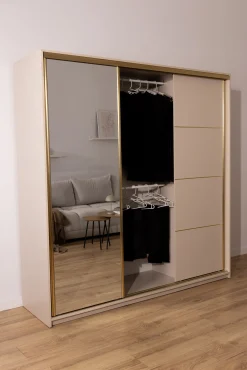 Szafa przesuwna 250 cm GOLD NEW MAX wysoka biała szafa do sypialni