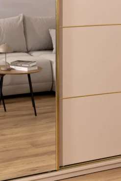 Szafa przesuwna 250 cm GOLD NEW MAX wysoka biała szafa do sypialni