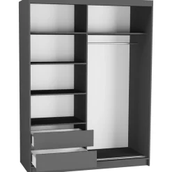 Szafa przesuwna 150 cm szprosy FRAMIRE Rivano IV antracyt sonoma