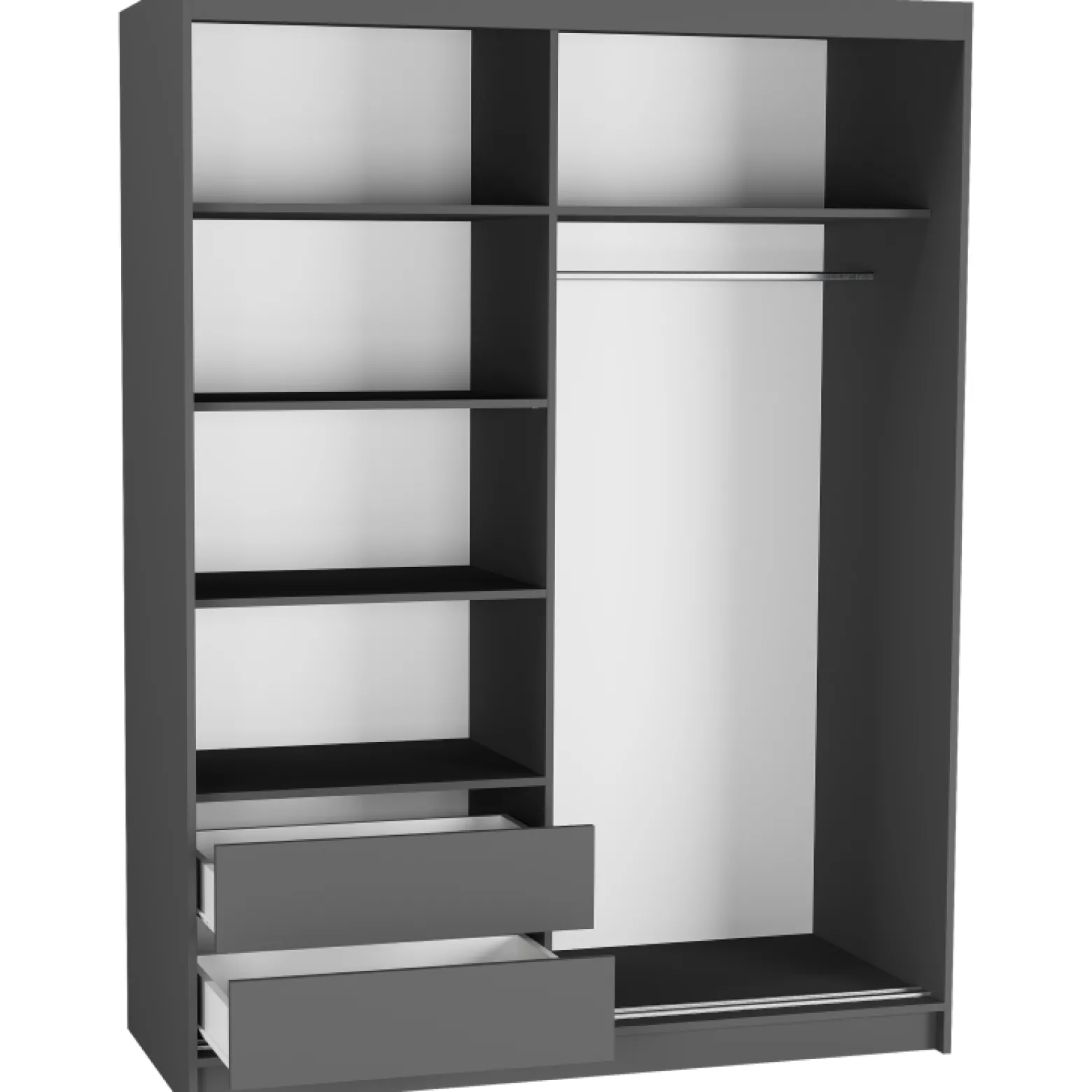 Szafa przesuwna 150 cm szprosy FRAMIRE Rivano IV antracyt sonoma