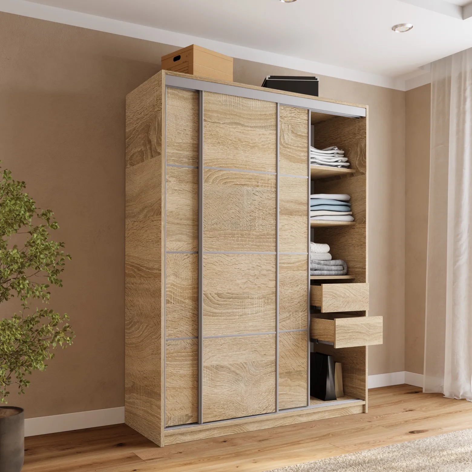 Szafa przesuwna 150 cm TOP dąb sonoma