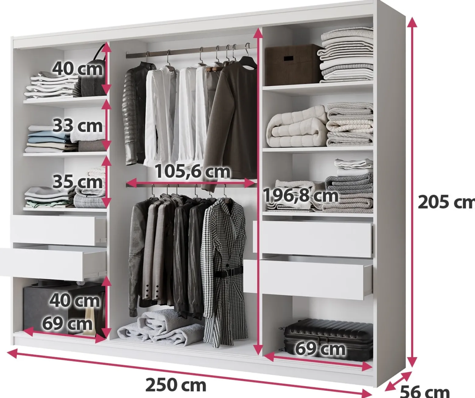 Szafa przesuwna 250 cm VITA