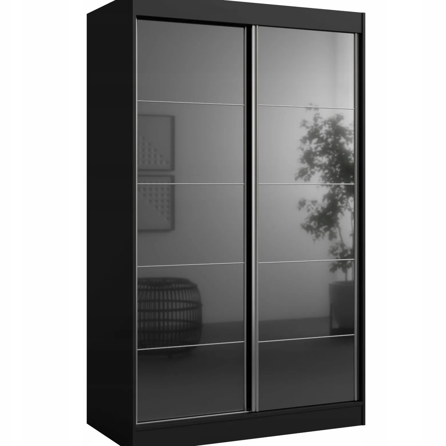 Szafa przesuwna Como 2D 120 Czarna (lacobel)