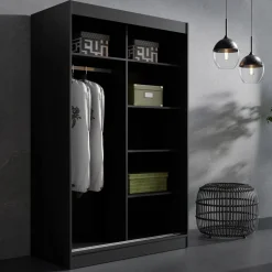 Szafa przesuwna Como 2D 120 Czarna (lacobel)