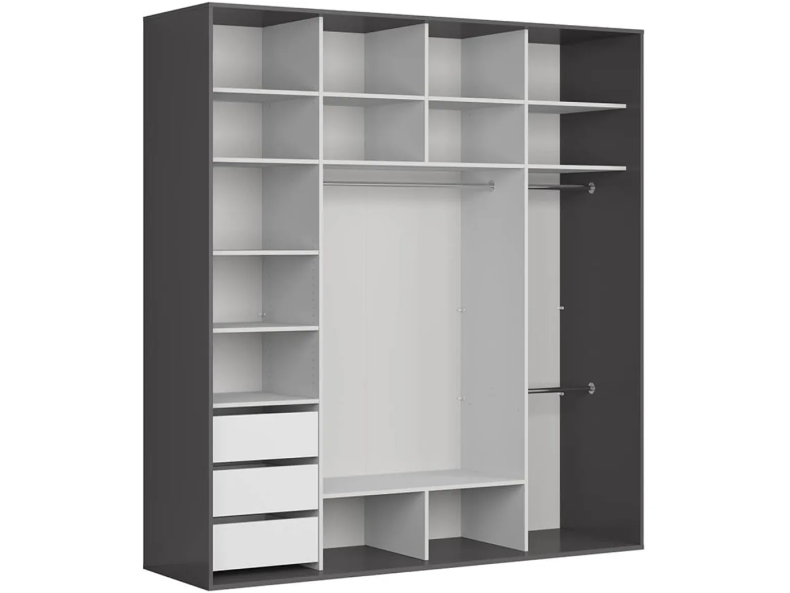 Szafa przesuwna Flex 220 cm z lustrem grafit/dąb wotan