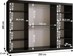 Szafa przesuwna Garderoba FLUTES 2 250 czarny