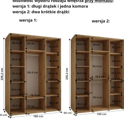 Szafa przesuwna Garderoba LANKO 1 180 gł. 60 biały/artisan