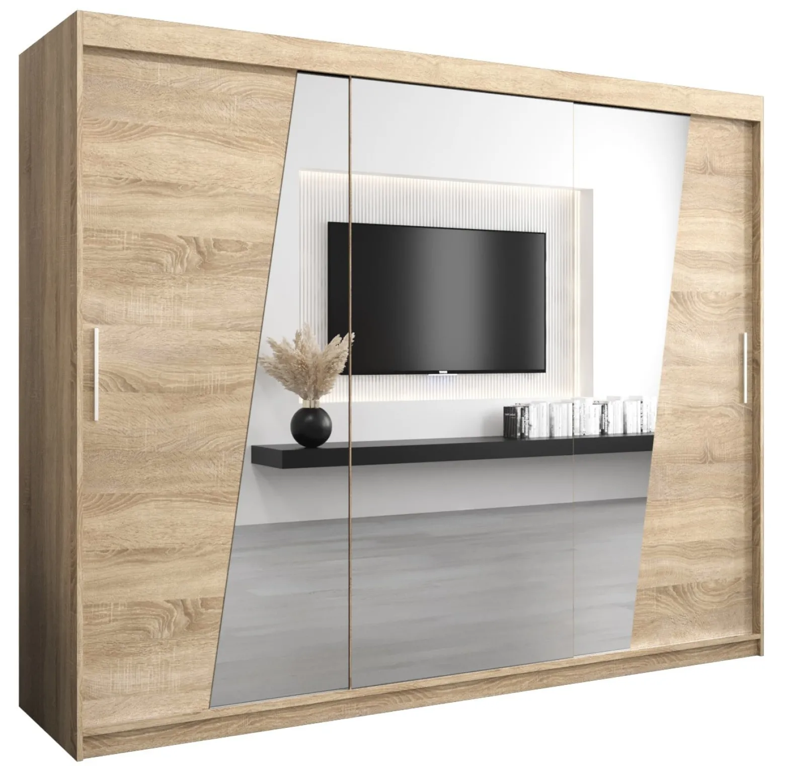 Szafa przesuwna Garderoba RHOMB 250 sonoma + sonoma