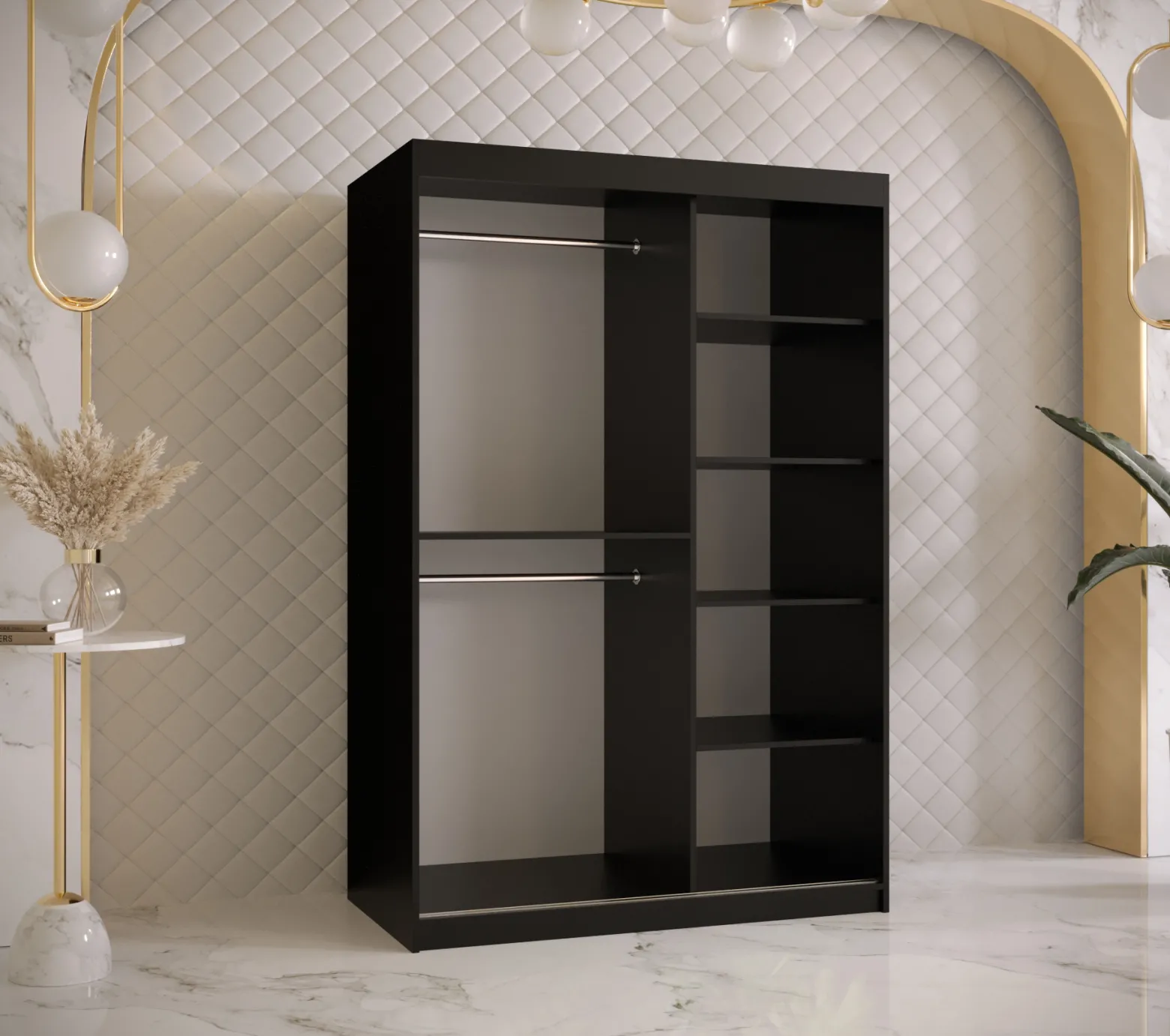 Szafa przesuwna Garderoba Riflo Wave 2 120 czarny + czarny