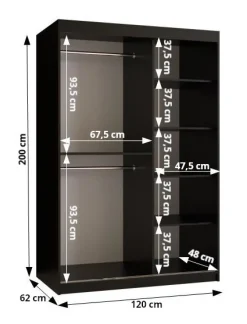 Szafa przesuwna Garderoba Riflo Wave 2 120 czarny + czarny