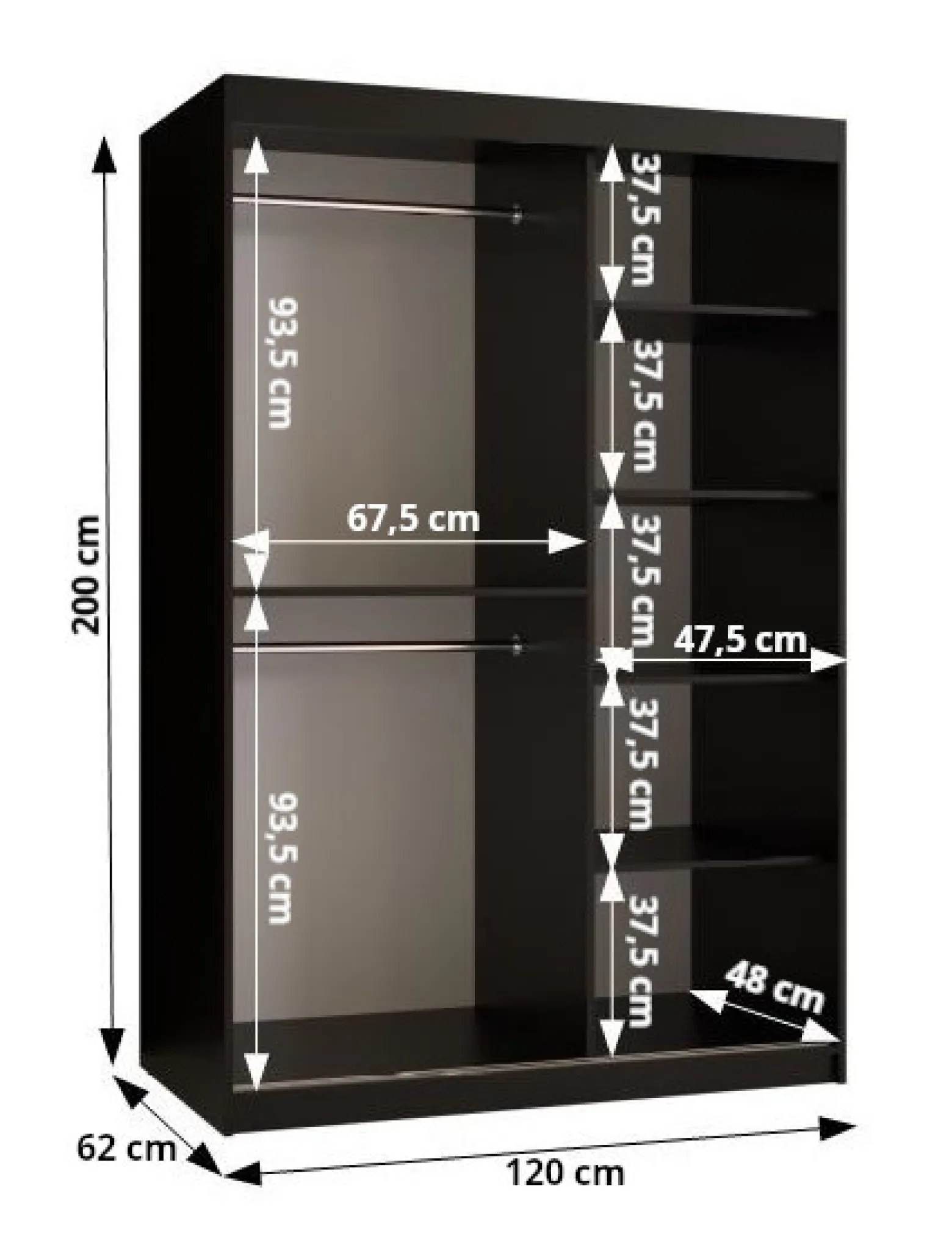 Szafa przesuwna Garderoba Riflo Wave 2 120 czarny + czarny