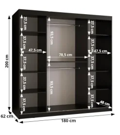 Szafa przesuwna Garderoba Riflo Wave 2 180 czarny + czarny