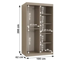 Szafa przesuwna Garderoba RUBINO V1 100 kaszmir