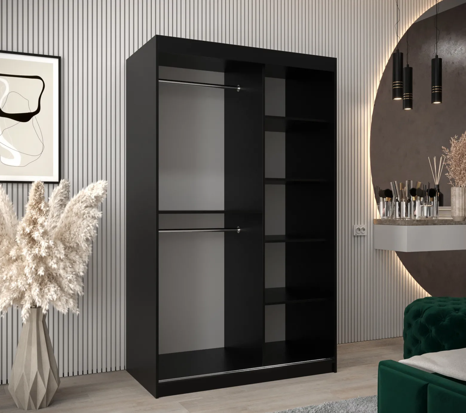 Szafa przesuwna Garderoba Tokyo 1 120 czarny + biały