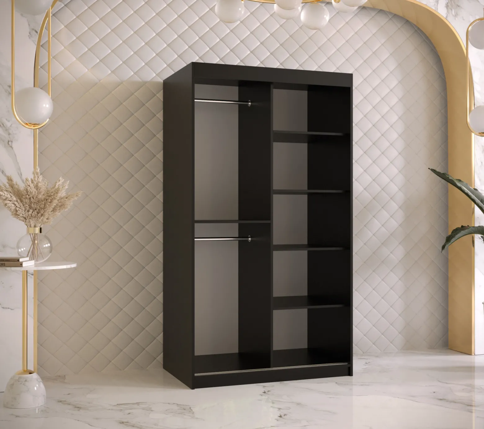 Szafa przesuwna RIFLO SLIM 2 100 czarny mat+ czarny mat