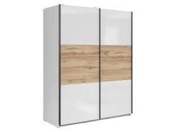 Szafa przesuwna Tetrix 153 cm biały połysk/dąb wotan
