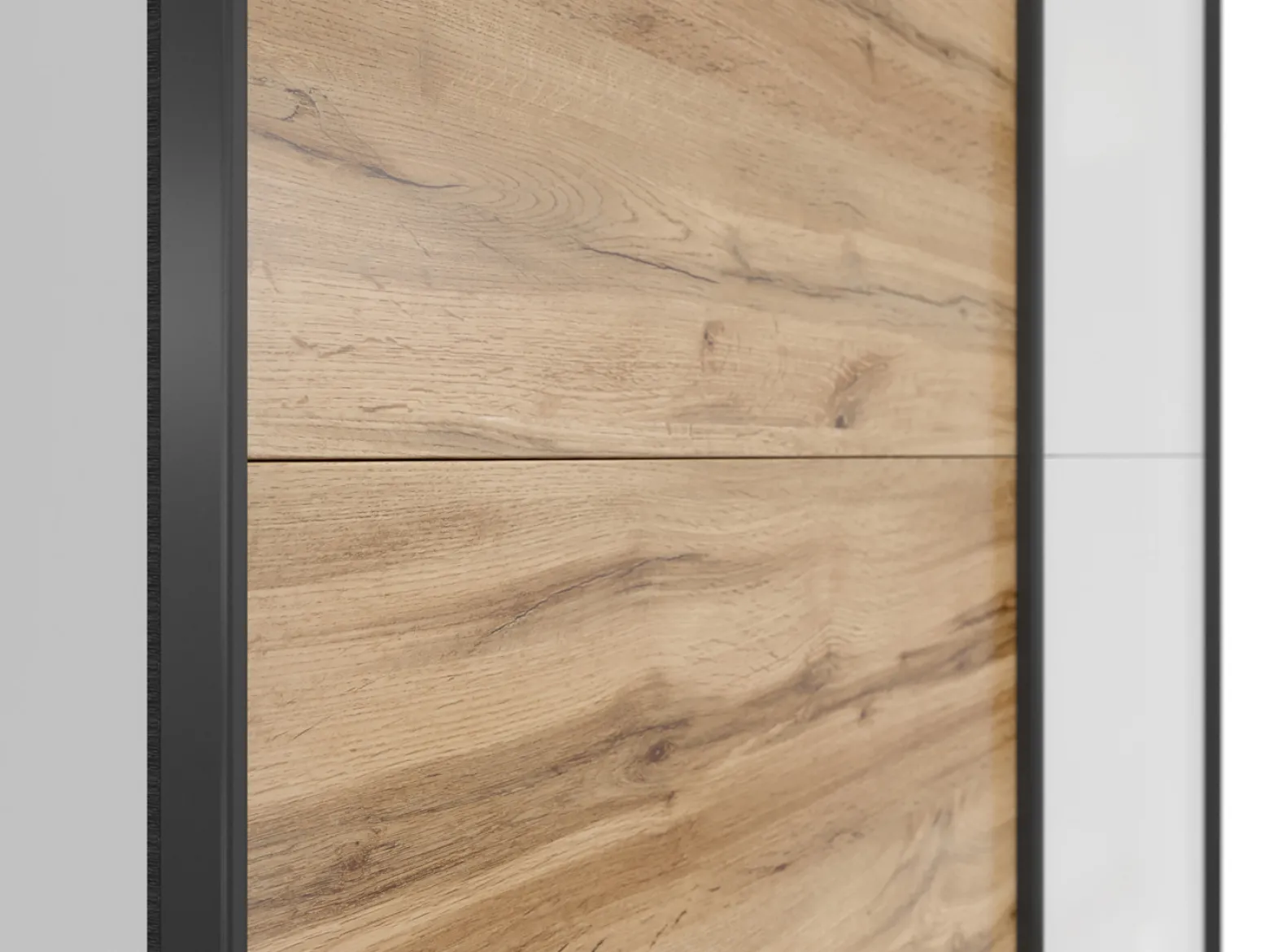Szafa przesuwna Tetrix 153 cm biały połysk/dąb wotan