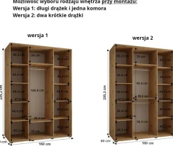 Szafa przesuwna 60 wysoka Dakota 12 160 kaszmir+kaszmir+sreb