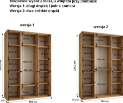 Szafa przesuwna 45 wysoka Dakota 3 160 kaszmir+kaszmir+złoty