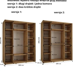 Szafa przesuwna 60 wysoka Dakota 5 200 kaszmir+kaszmir+złoty