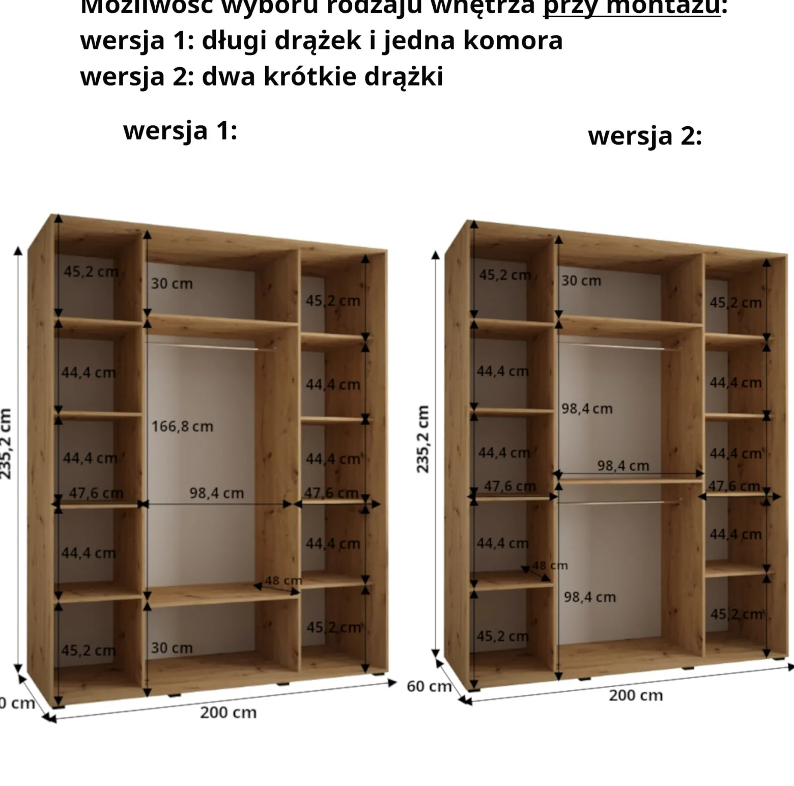 Szafa przesuwna 60 wysoka Dakota 5 200 kaszmir+kaszmir+złoty