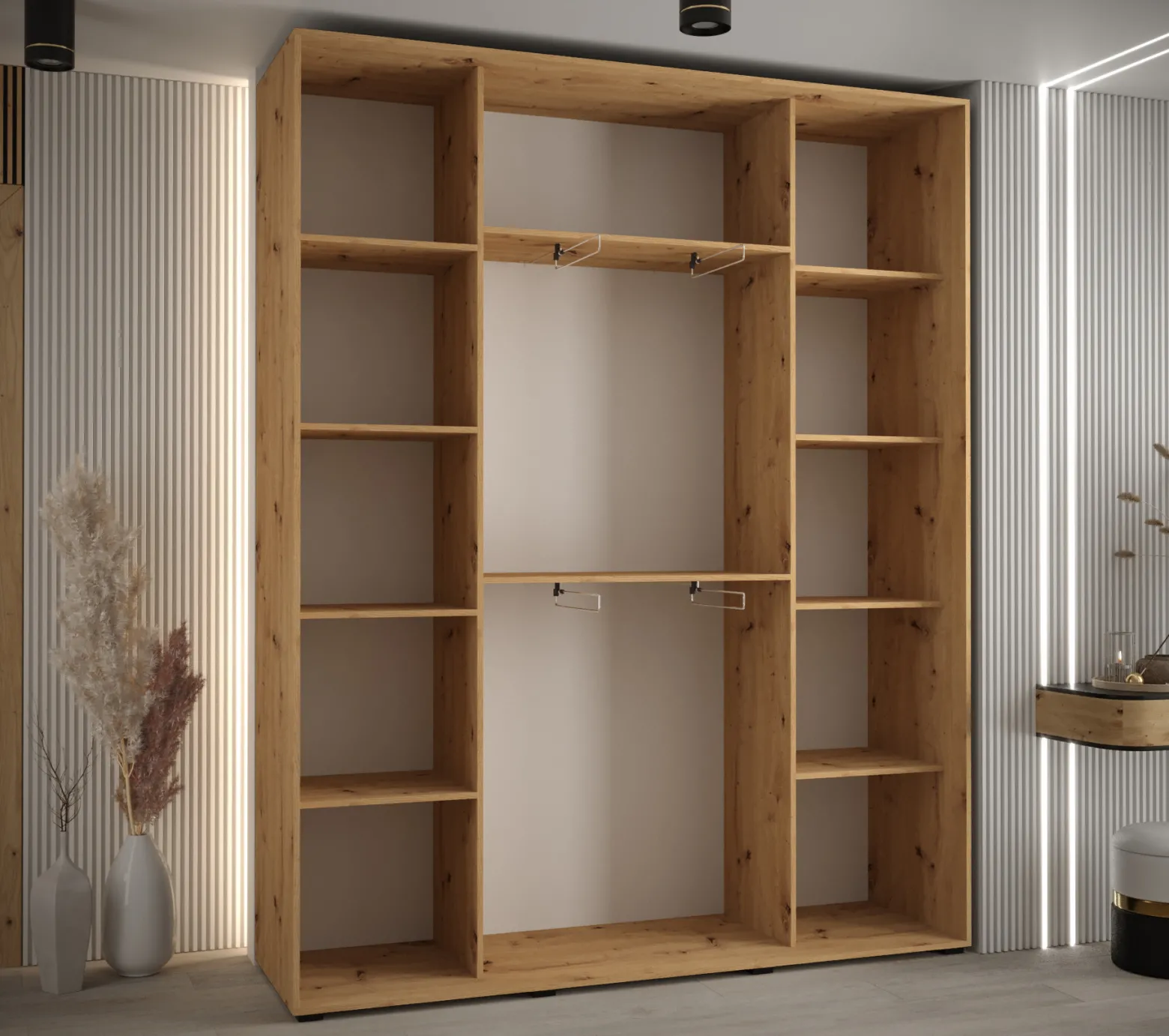 Szafa przesuwna 45 wysoka Davos 10 200 artisan+biały+srebrny