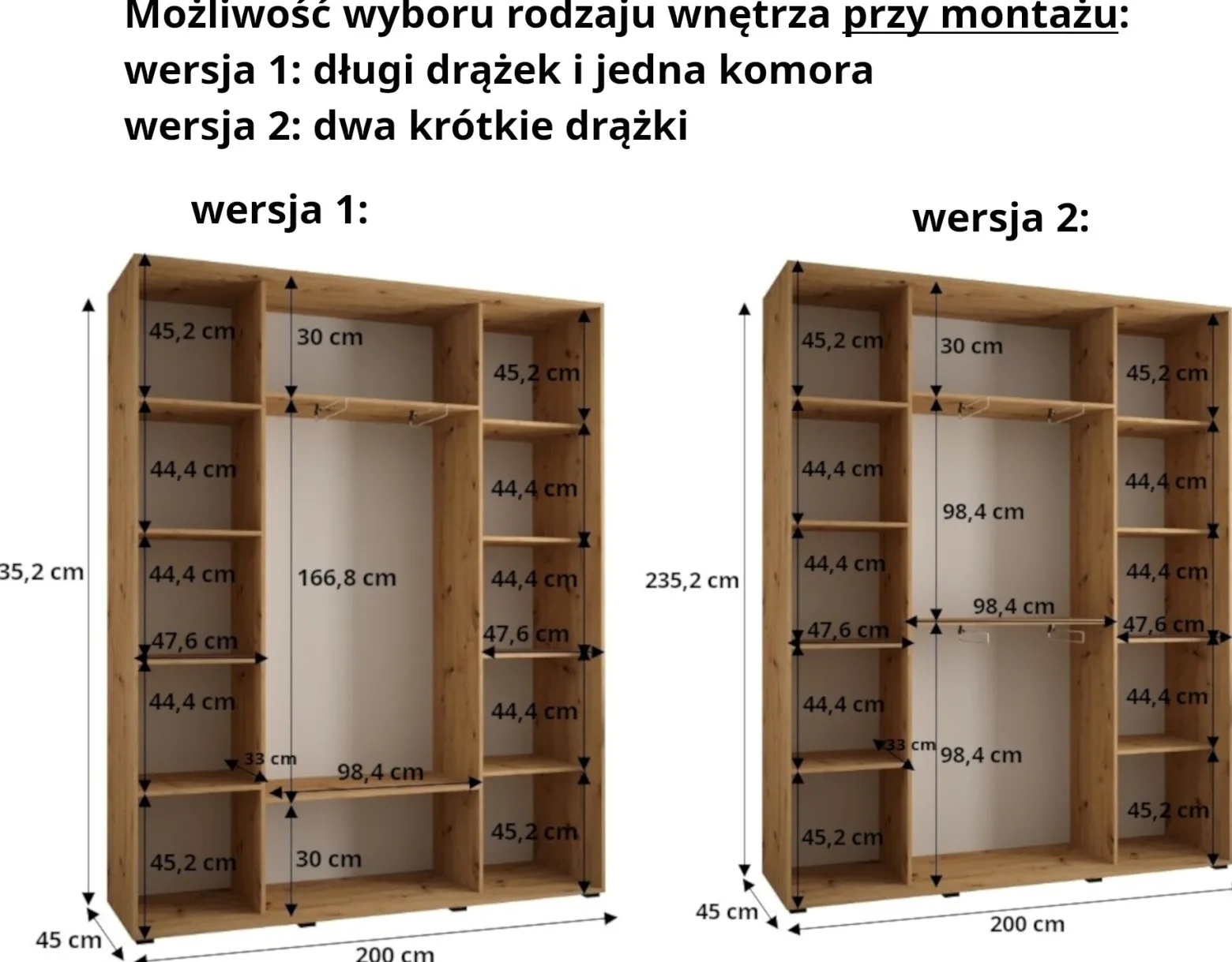 Szafa przesuwna 45 wysoka Davos 10 200 artisan+biały+srebrny