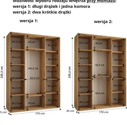 Szafa przesuwna 45 wysoka Davos 11 170 artisan+artisan+czarn