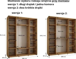 Szafa przesuwna 45 wysoka Davos 1 200 artisan+czarny+czarny