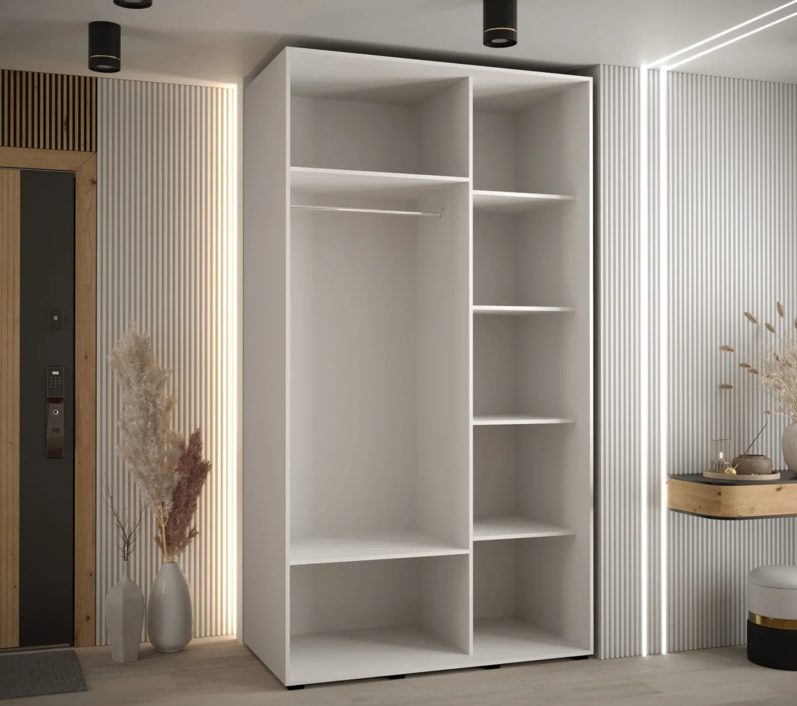 Szafa przesuwna 60 wysoka Davos 5 130 biały+artisan+srebrny