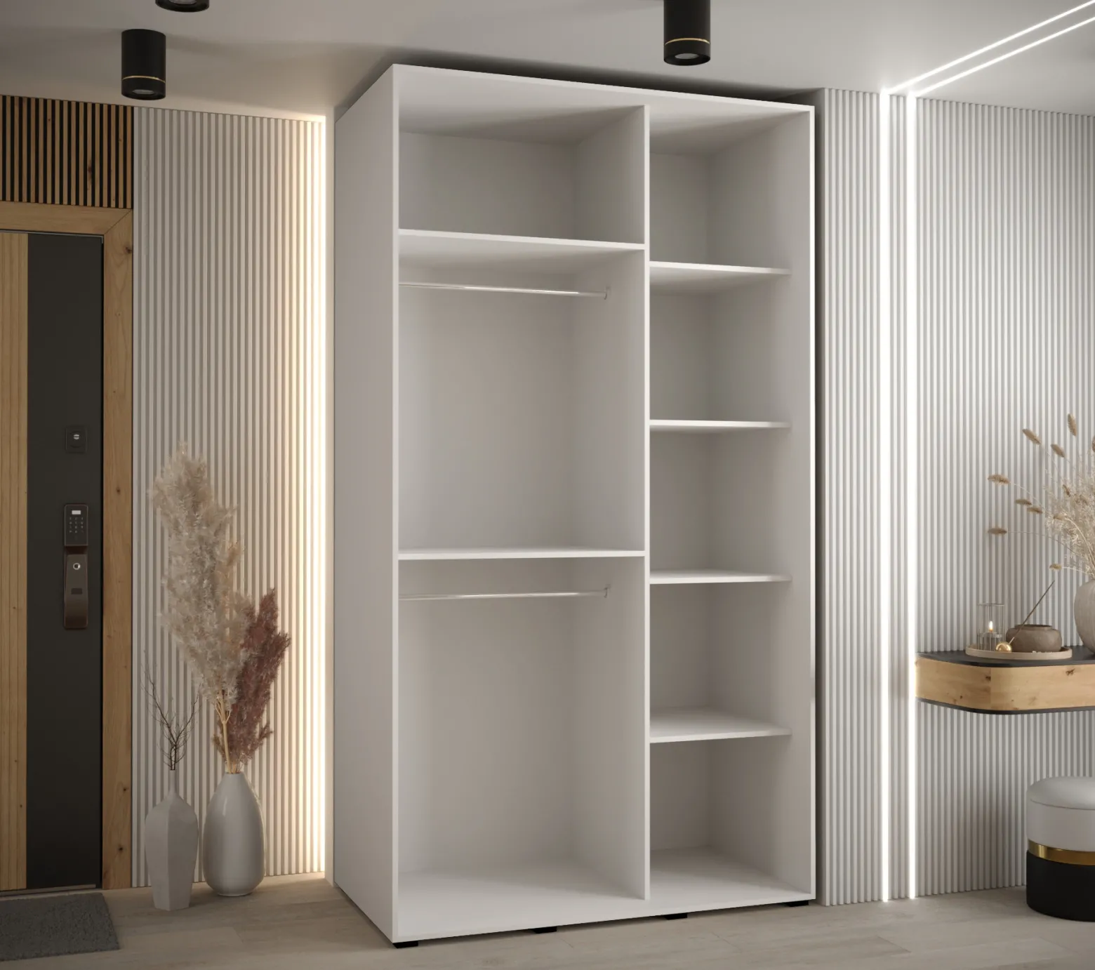 Szafa przesuwna 60 wysoka Davos 5 130 biały+artisan+srebrny