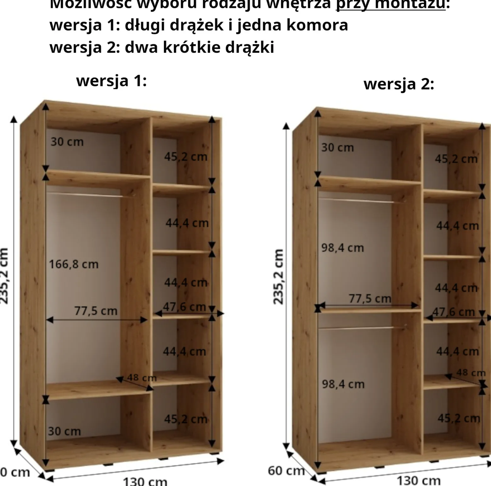 Szafa przesuwna 60 wysoka Davos 5 130 biały+artisan+srebrny