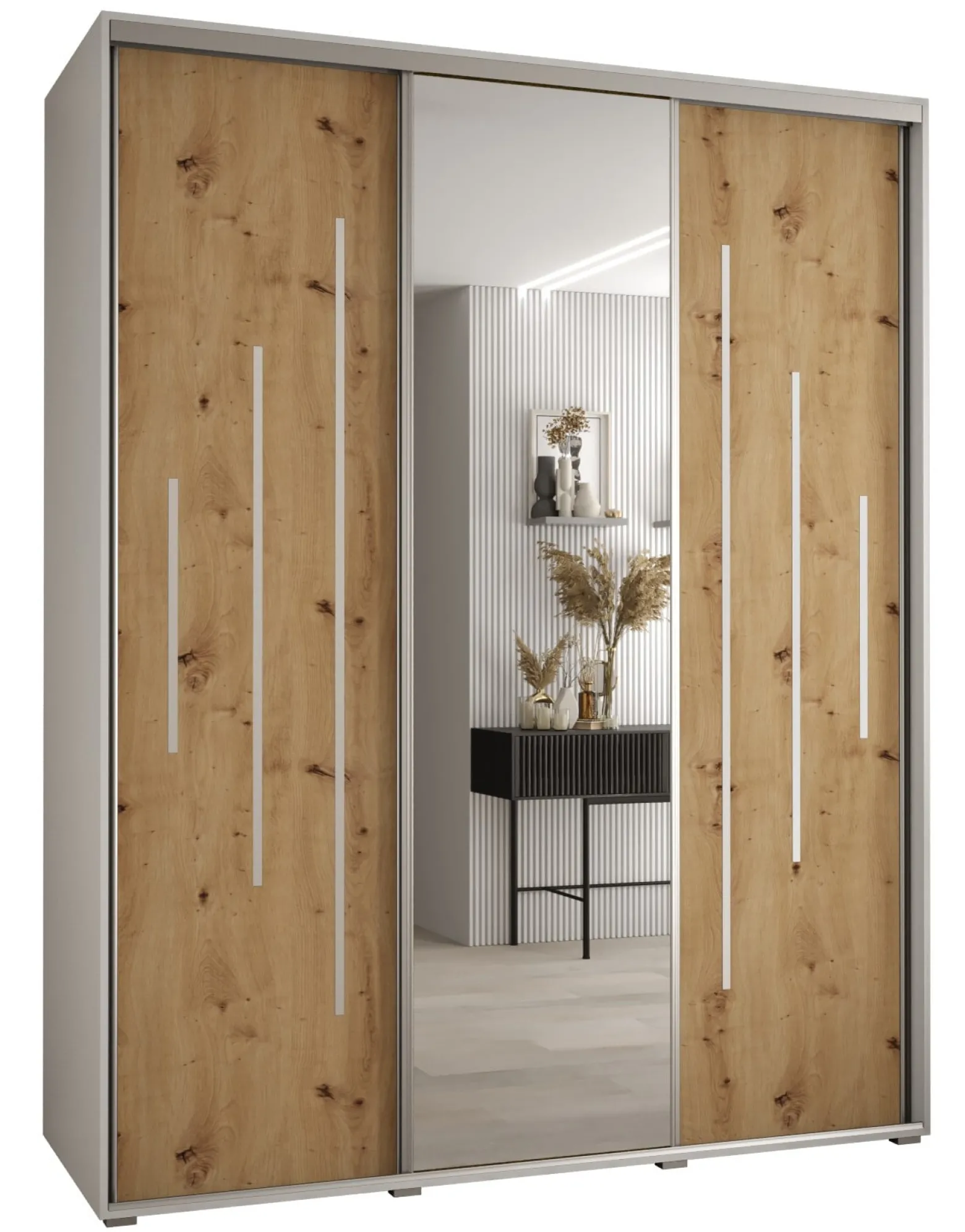 Szafa przesuwna 60 wysoka Davos 13 200 biały+artisan+srebrny