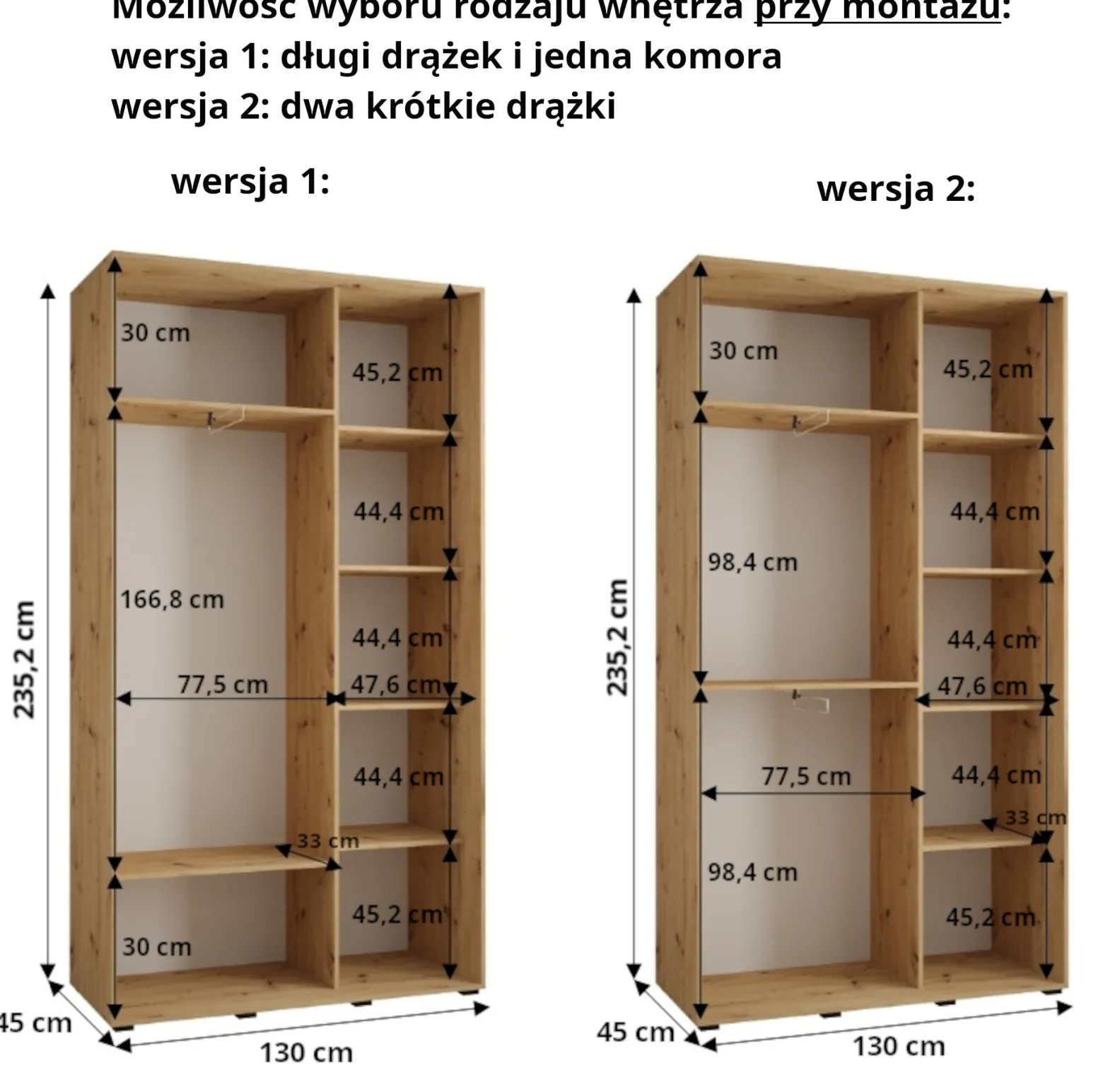 Szafa przesuwna 45 wysoka Davos 10 130 czarny+artisan+czarny