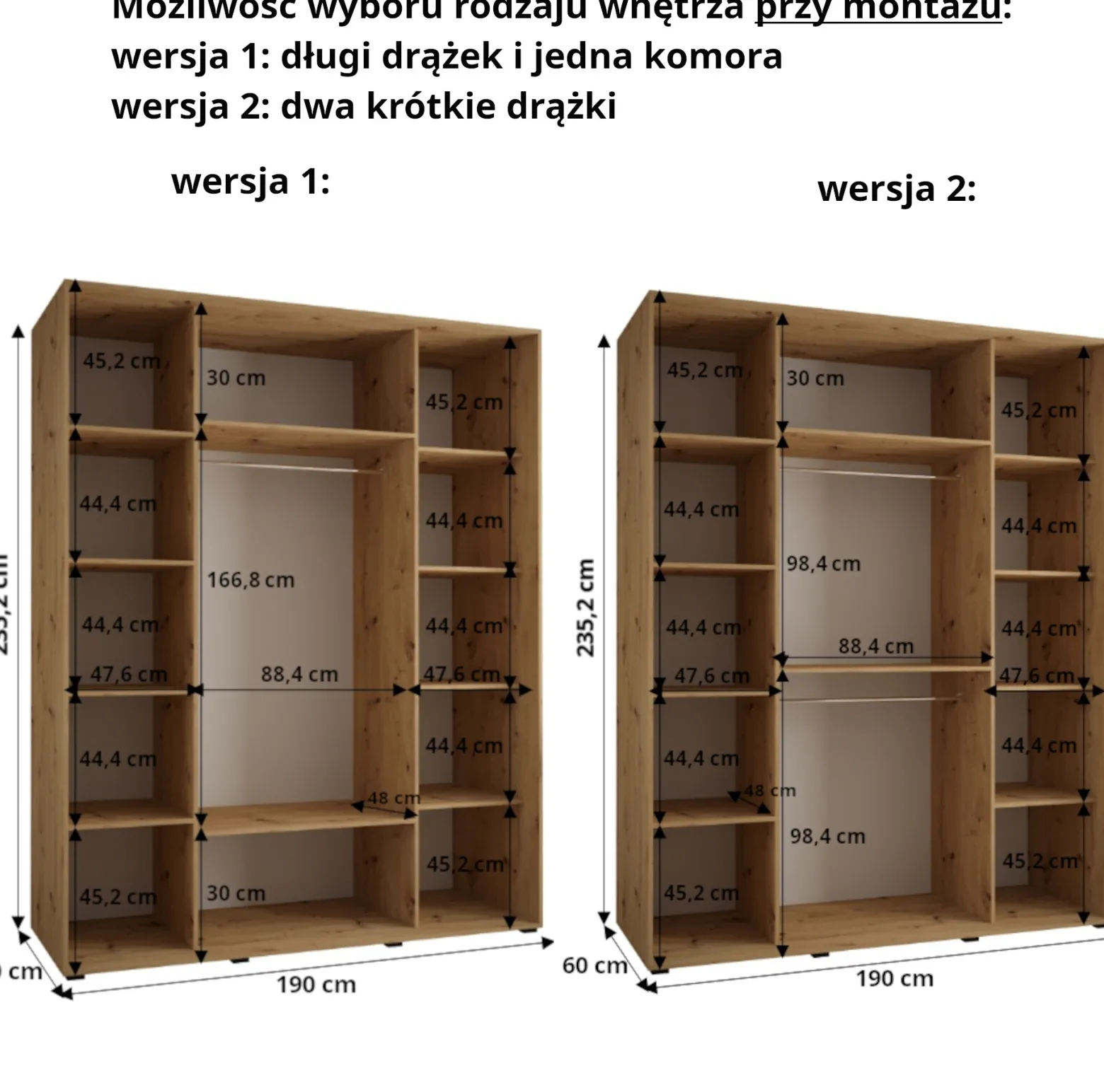 Szafa przesuwna 60 wysoka Davos 13 190 biały+czarny+czarny