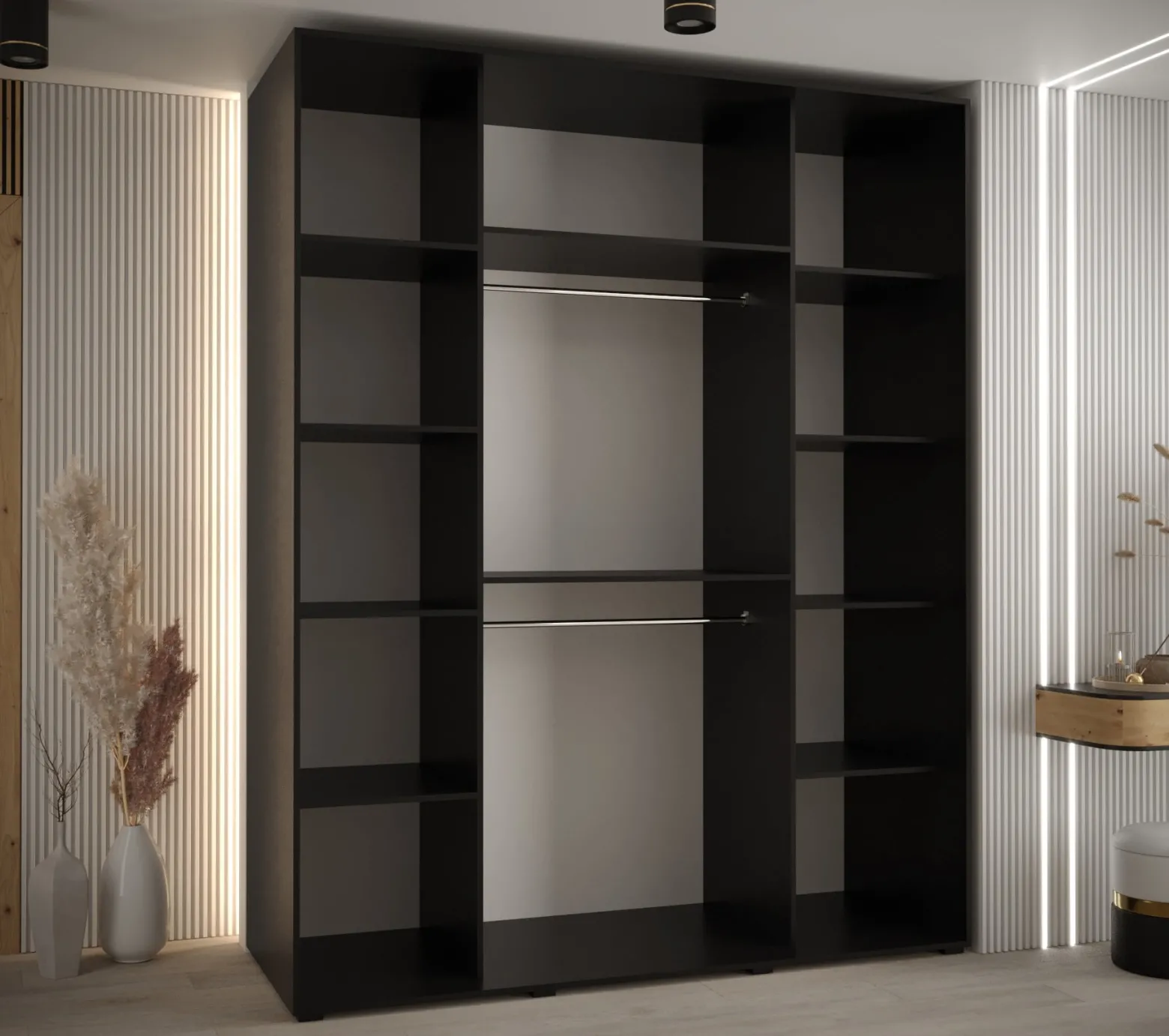 Szafa przesuwna 60 wysoka Davos 10 190 czarny+czarny+srebrny