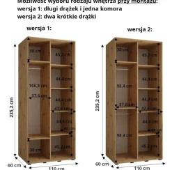 Szafa przesuwna 60 wysoka Davos 11 110 czarny+artisan+czarny