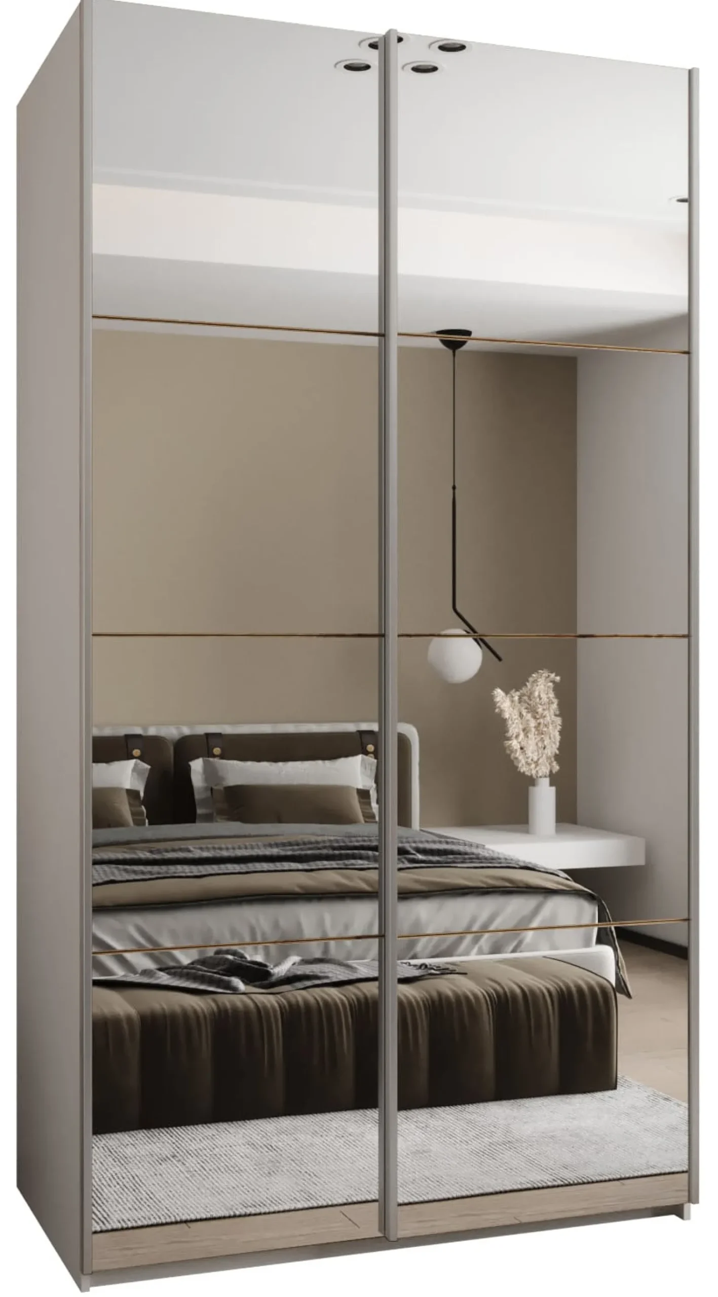 Szafa przesuwna 64 wysoka Lux 2 130 biały+artisan+srebrny