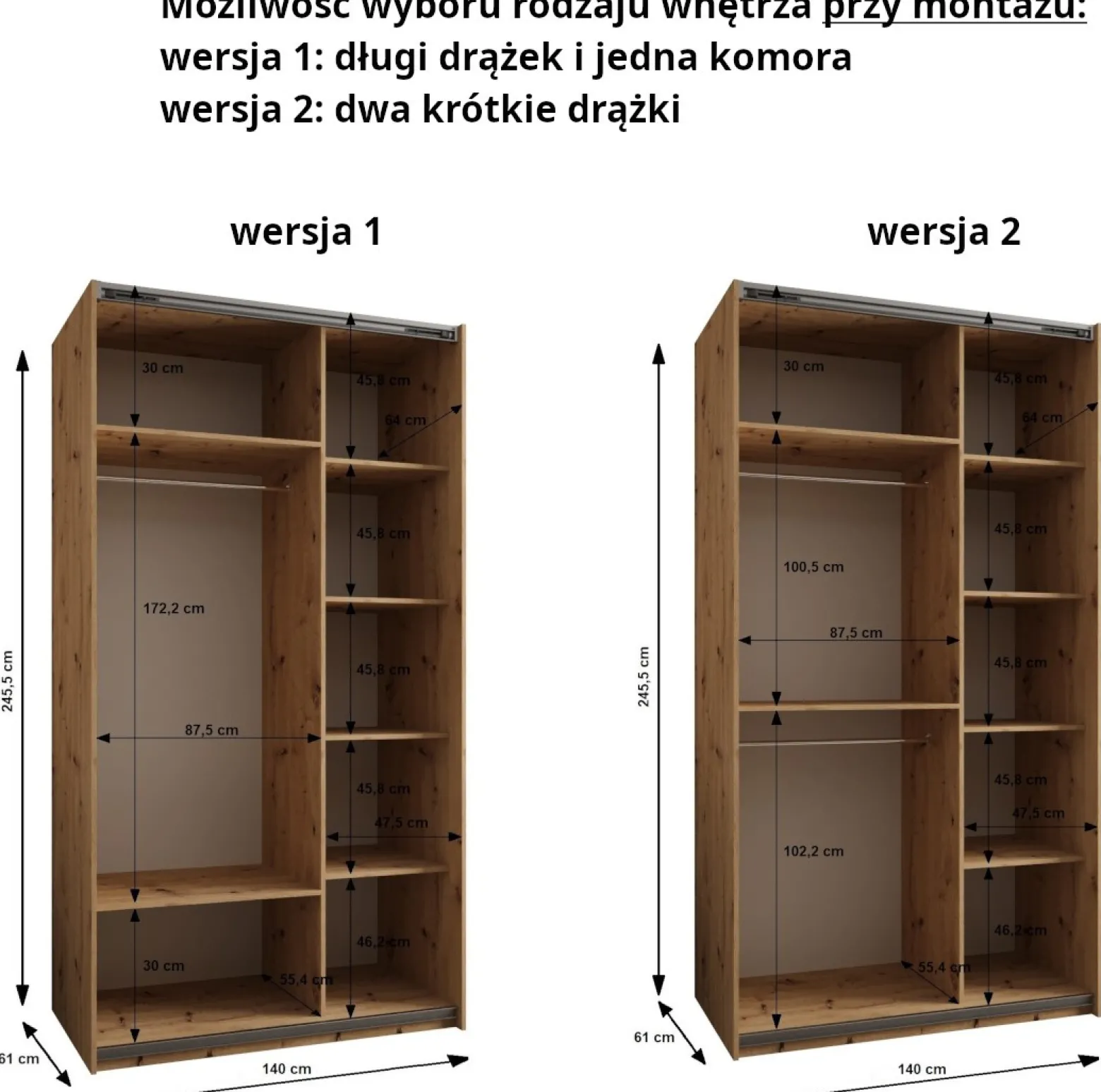 Szafa przesuwna 64 wysoka Lux 4 140 czarny+biały+srebrny