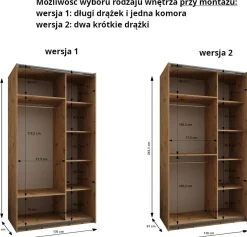 Szafa przesuwna 64 wysoka Lux 2 130 czarny+czarny+złoty