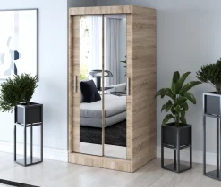 Szafa przesuwna 2x Lustro 90x200 Karl , Dąb Sonoma